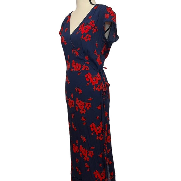 Gap Wrap Maxi Dress, Blue & Red, Size: Med - Picture 3 of 3